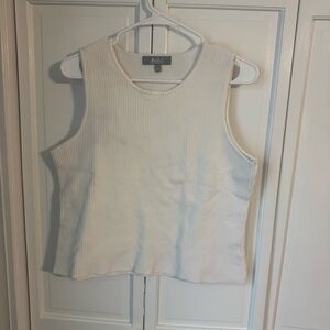 Marled White Ribbed Tank Top